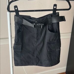 Topshop Black Mini Skirt with Belted Detail